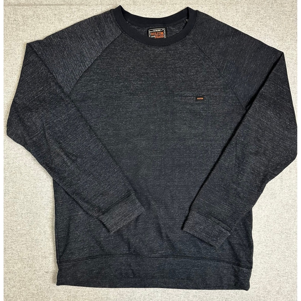 Volcom Blarney Crew Fleece Mens XL Black Good Raglan Pocket Sweatshirt A4631303‎